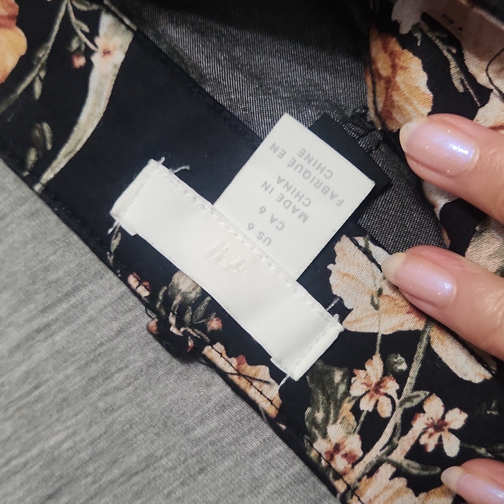 H&M Brand Floral High-Rise Straight-Leg Cigarette Pants Trousers - Picture 6 of 11